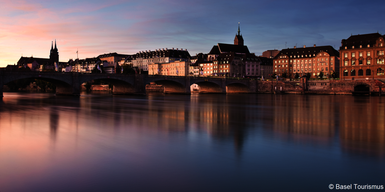 Panorama of the City of Basel with the river Rhine